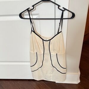 LC Lauren Conrad Cream Top with Black Accents Size Large